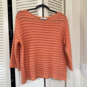 Coldwater Creek Crochet Sweater in Vibrant Orange